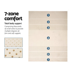 Latex Mattress Topper Pad Mat Cover 7 Zone 100% Natural Memory Foam Pillowtop Underlay Alternative Double Size Bed High De...