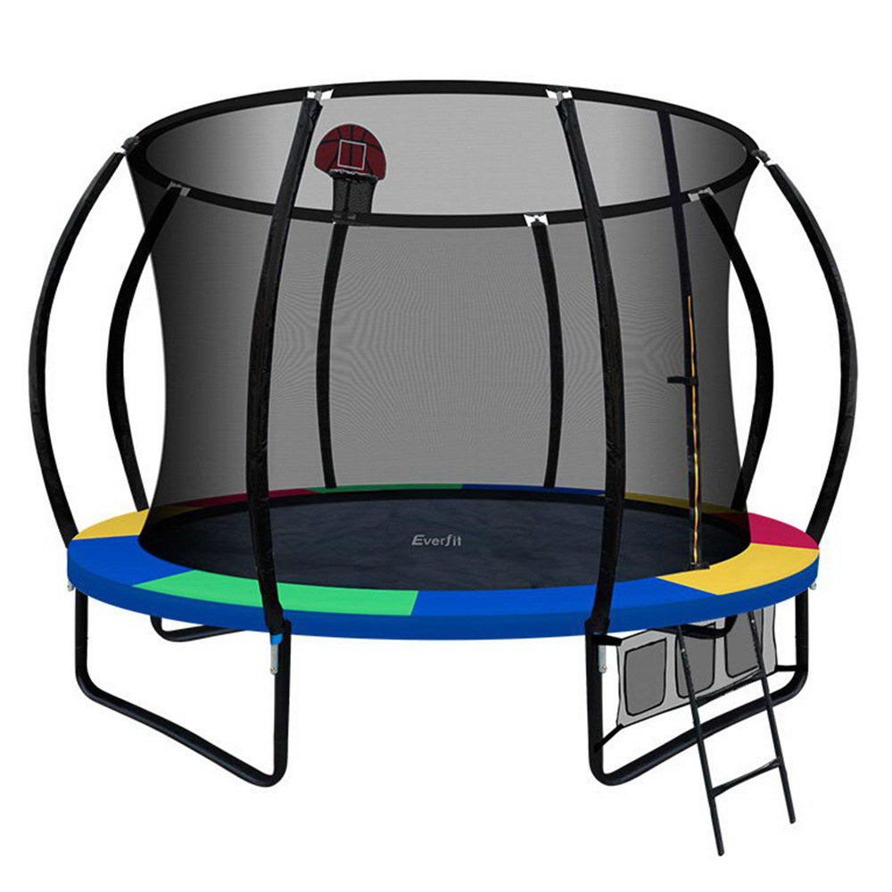 Everfit 10FT Trampoline With Basketball Hoop - Rainbow