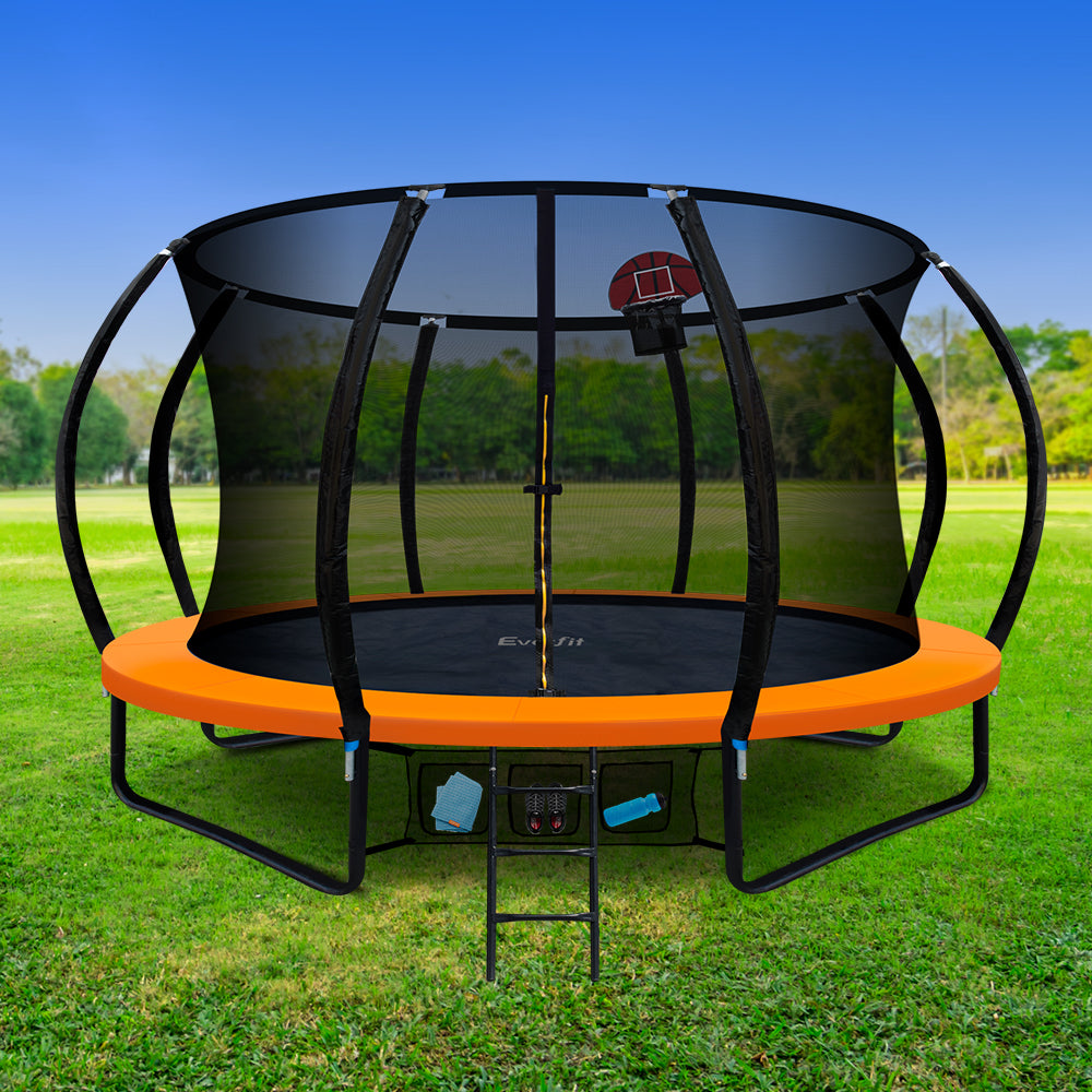 Everfit 12FT Trampoline With Basketball Hoop - Orange