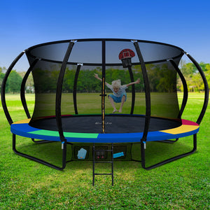 Everfit 14FT Trampoline With Basketball Hoop - Rainbow