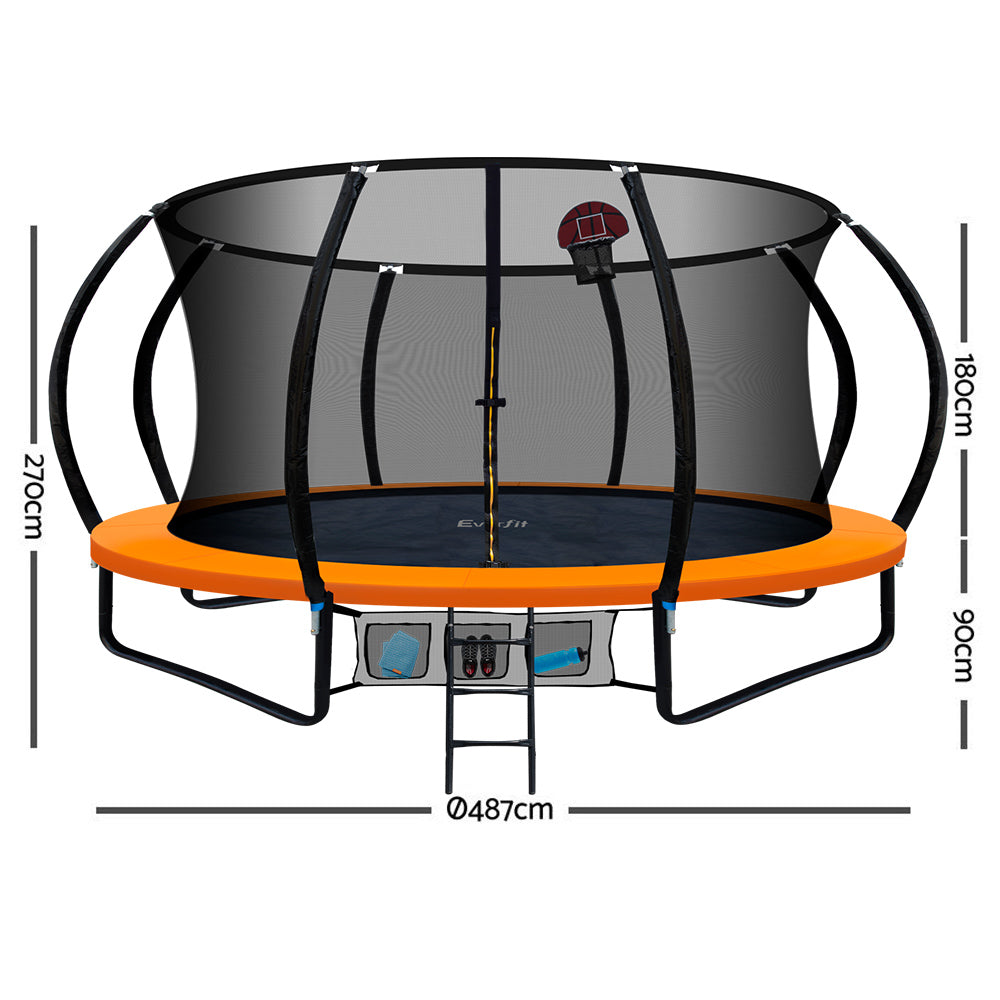 Everfit 16FT Trampoline With Basketball Hoop - Orange