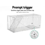 Humane Animal Trap Cage 108 x 40 x 45cm  - Silver