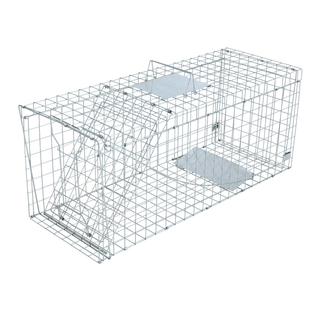 Humane Animal Trap Cage 150 x 50 x 53cm  - Silver