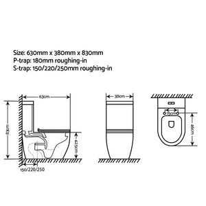 Cefito Toilet Suite Rimless Flush Back to Wall Soft Close Seat Wels Bathroom White