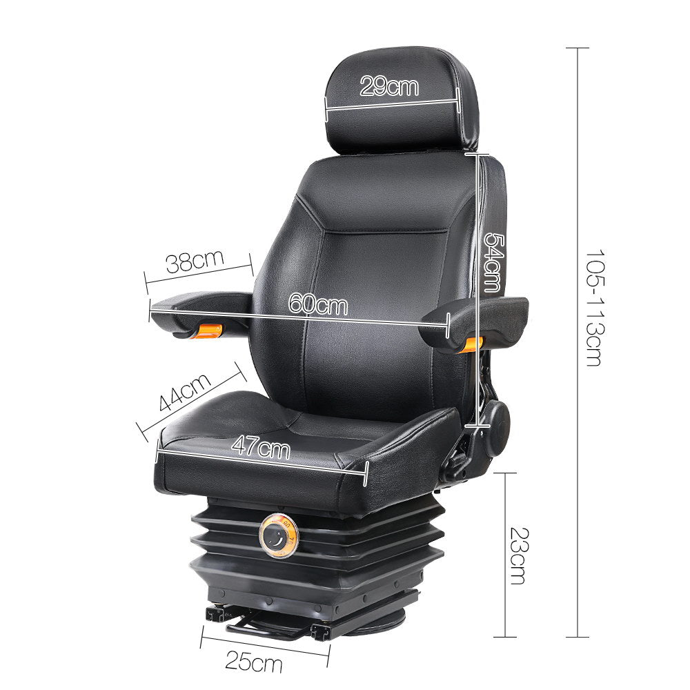 Giantz Adjustbale Tractor Seat with Suspension - Black