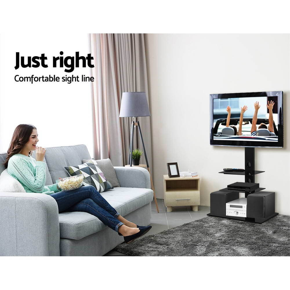 Artiss Floor TV Stand Brakcket Mount Swivel Height Adjustable 32 to 70 Inch Black