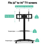 Artiss Floor TV Stand Brakcket Mount Swivel Height Adjustable 32 to 70 Inch Black