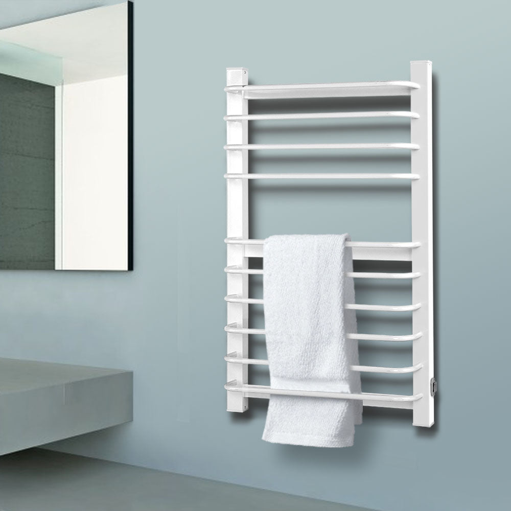 10 Rung Electric Heated Towel Rail - White