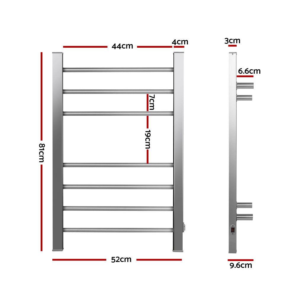 7 Rung Aluminum Electric Heated Towel Rail