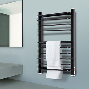 Heated Towel Rail Ladder Electric Warmer 10 Round Bars