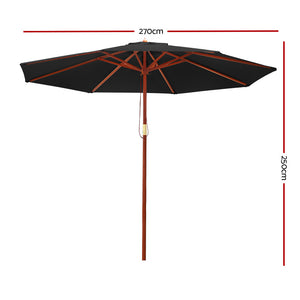 Instahut 2.7M Outdoor Pole Umbrella Cantilever Stand Garden Umbrellas Patio Black