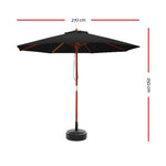 Instahut 2.7M Umbrella with Base Outdoor Pole Umbrellas Garden Stand Deck Black