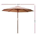 Instahut 3M Outdoor Pole Umbrella Cantilever Stand Garden Umbrellas Patio Beige