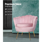 Artiss Armchair Lounge Chair Accent Armchairs Retro Single Sofa Velvet Pink