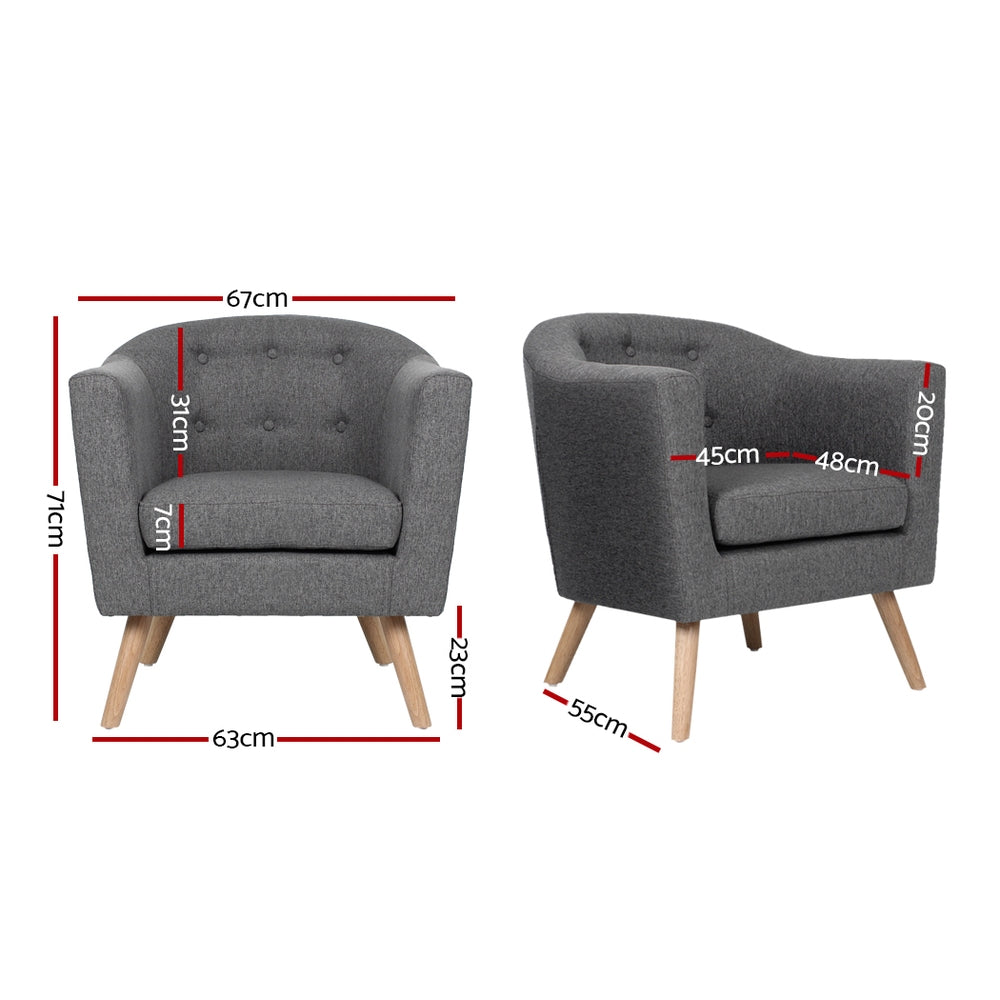 Artiss Fabric Dining Armchair - Grey