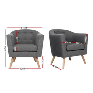 Artiss Fabric Dining Armchair - Grey