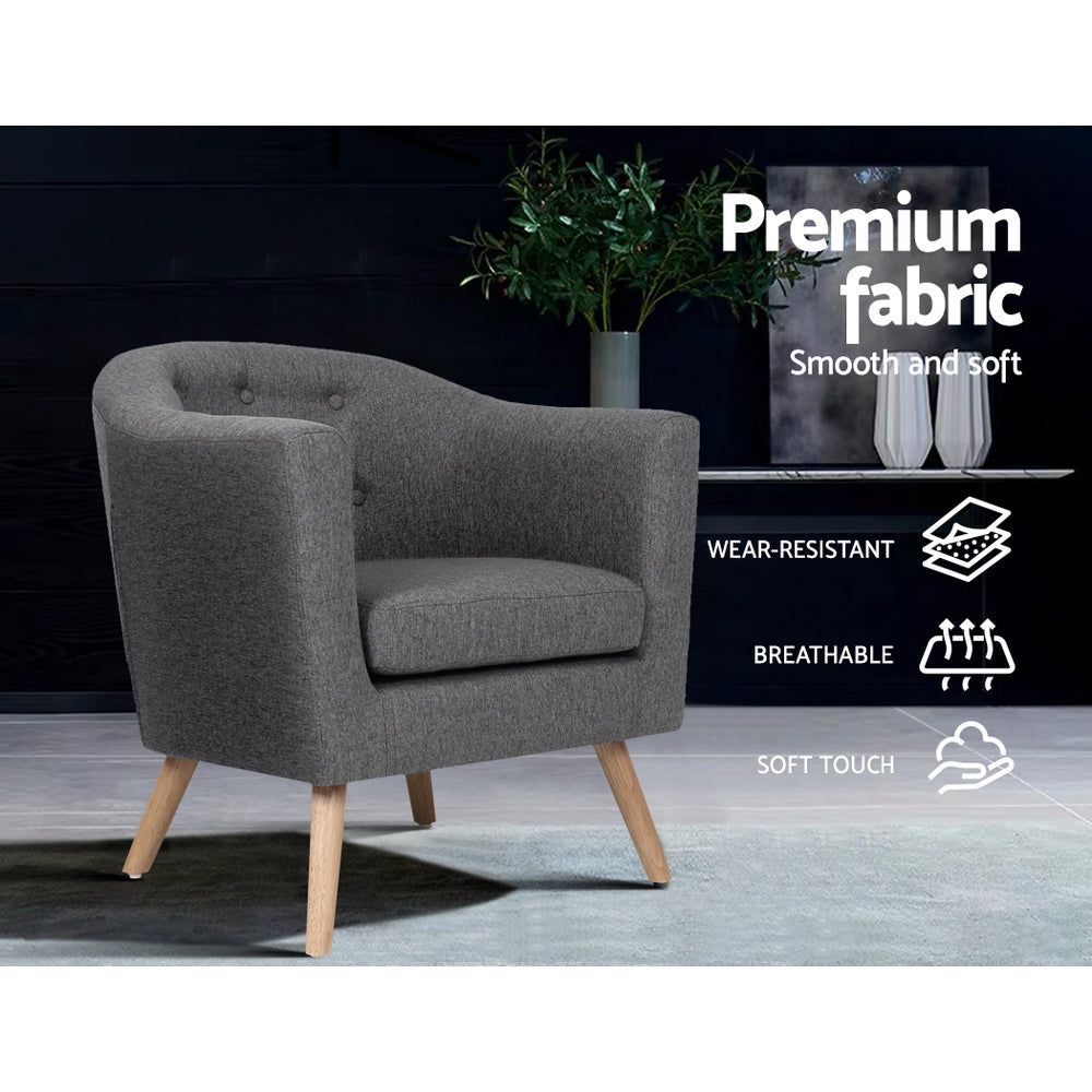 Artiss Fabric Dining Armchair - Grey