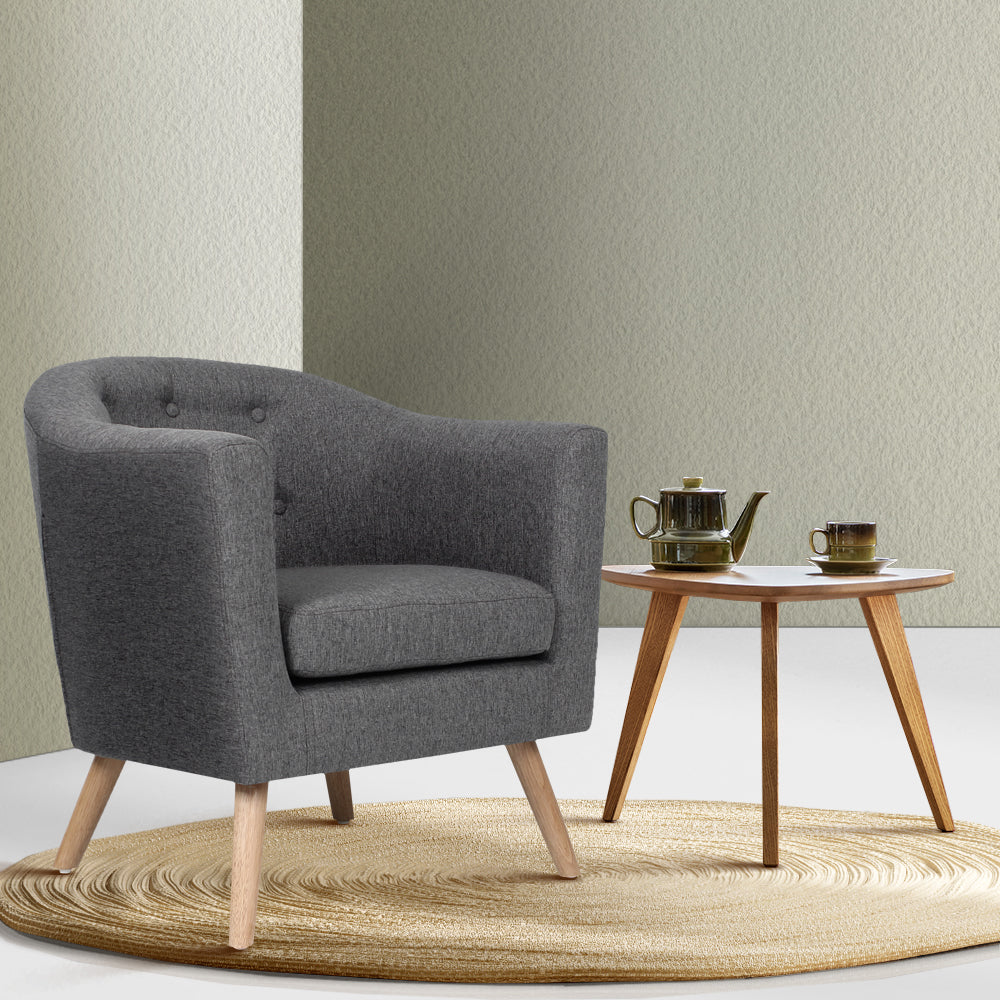 Artiss Fabric Dining Armchair - Grey