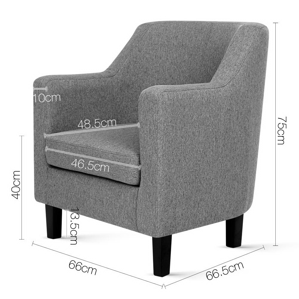 Artiss Fabric Dining Armchair - Grey