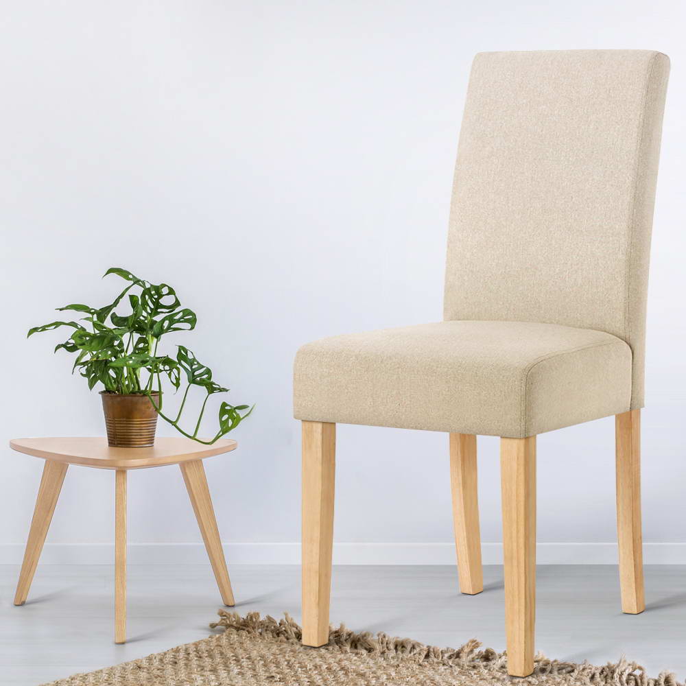 Artiss Set of 2 Fabric Dining Chair - Beige