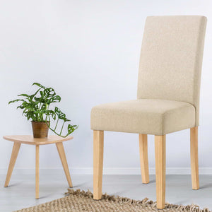 Artiss Set of 2 Fabric Dining Chair - Beige