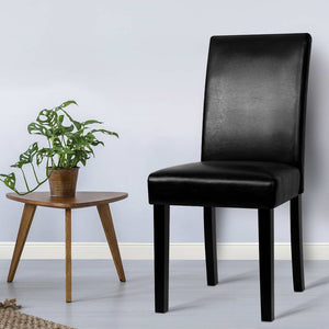 Artiss Set of 2 PU Leather Dining Chairs - Black