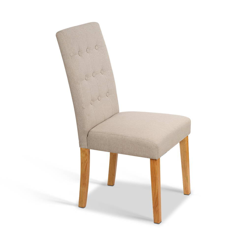 Artiss Set of 2 Fabric Dining Chair - Beige