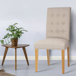 Artiss Set of 2 Fabric Dining Chair - Beige