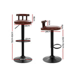 Artiss 2x Kitchen Bar Stools Vintage Bar Stool Chairs Swivel Gas Lift Leather Brown