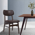 2 x Artiss Dining Chairs Retro Replica Kitchen Cafe Wood Chair Fabric Pad Brown