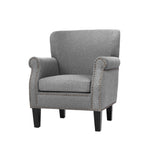 Artiss Armchair Accent Chair Retro Armchairs Lounge Accent Chair Single Sofa Linen Fabric Seat Grey