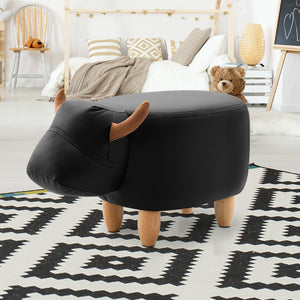 Artiss Kids Cow Animal Stool - Black