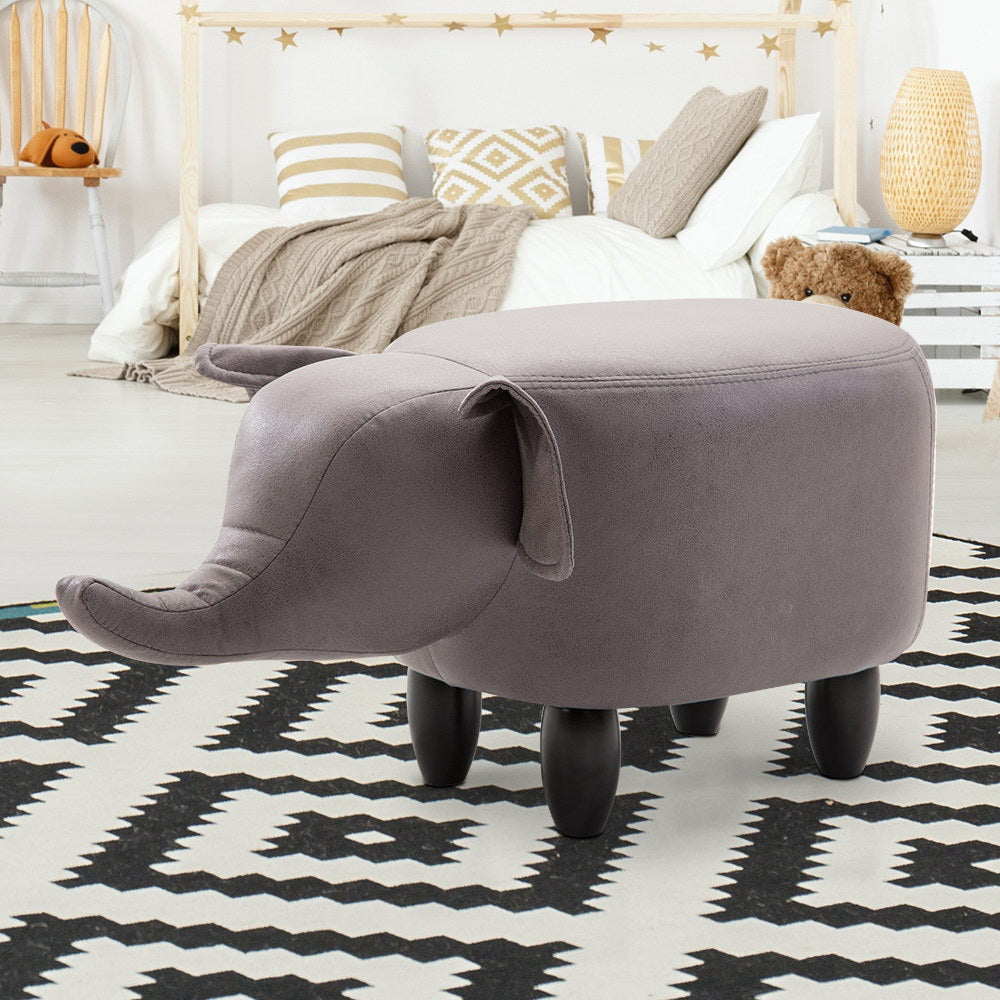 Artiss Kids Elephant Animal Stool - Grey