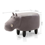 Artiss Kids Hippo Animal Stool - Grey