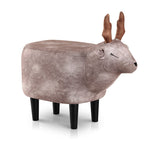 Artiss Kids Ottoman Animal Stool Deer Wood Footstool Fabric Brown