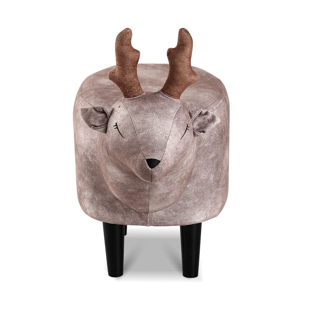 Artiss Kids Ottoman Animal Stool Deer Wood Footstool Fabric Brown