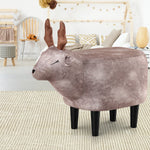 Artiss Kids Ottoman Animal Stool Deer Wood Footstool Fabric Brown