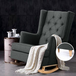 Artiss Rocking Armchair Feeding Chair Fabric Armchairs Lounge Recliner Charcoal