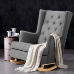 Artiss Rocking Armchair Feeding Chair Linen Fabric Armchairs Lounge Retro Grey