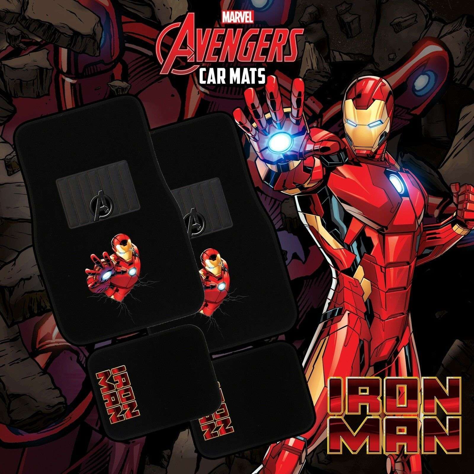MARVEL AVENGERS 4-Piece Car Mat - IRON MAN