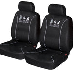 Universal 60/25 Airbag Front Seat Cover Nobody Rides For Free - White