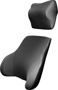 Grey Memory Foam Lumbar Back & Neck Pillow Support Back Cushion Office Car Seat