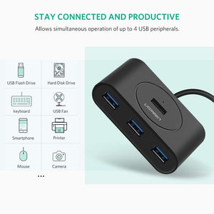 UGreen USB 3.0 4 Ports Hub Black 50CM 20290