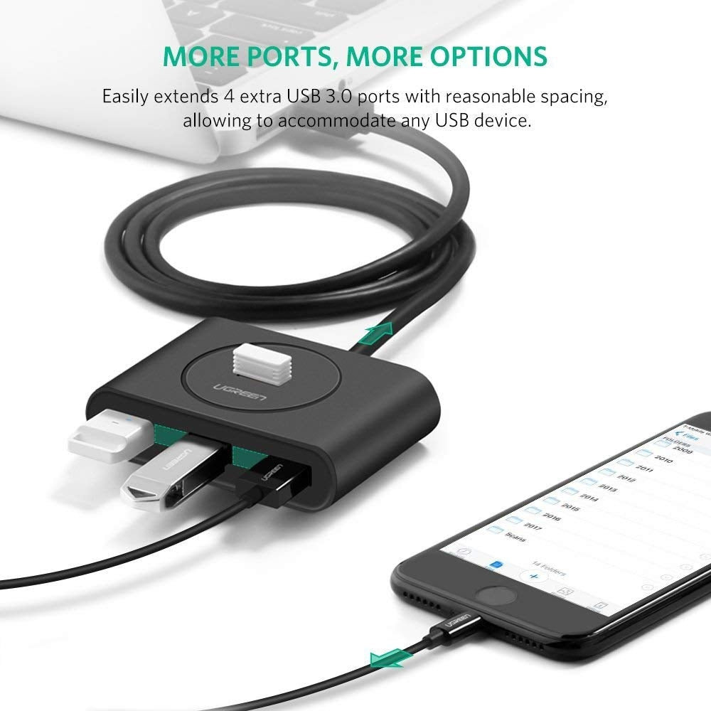 UGreen USB 3.0 4 Ports Hub Black 50CM 20290