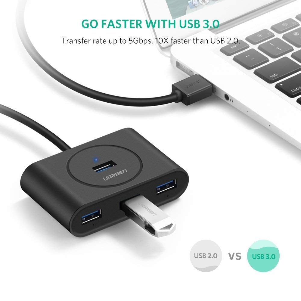 UGreen USB 3.0 4 Ports Hub Black 50CM 20290