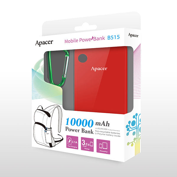 APACER Mobile Power Bank B515 10000mAh Red RP