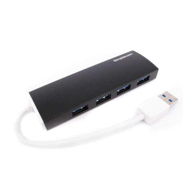 Simplecom CH309 Ultra Slim Aluminium USB 3.0 External 4 Port Hub for PC Mac Laptop Black