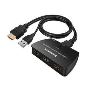 Simplecom CM323 3 Way HDMI 2.0 Switch 3 In 1 Out Splitter HDCP 2.2 4K @60Hz UHD HDR 