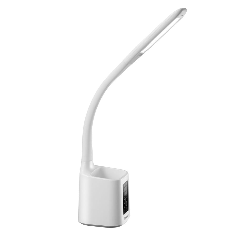 Simplecom EL809 6W Flexible Neck LED Desk lamp with Pen Holder and Digital Clock