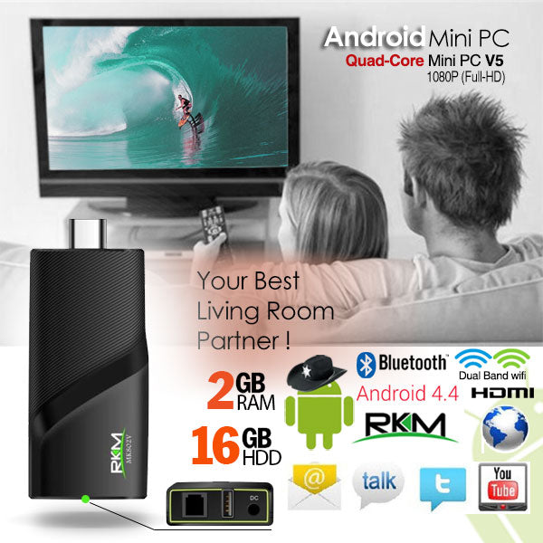 RKM V5 Quad Core 4K mini PC RK3288 2G DDR3/16G ROM/BT 4.0 Dual Band/Wifi /Gbit Lan/Andriod